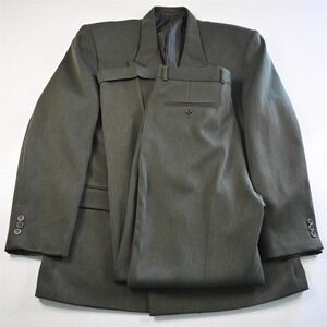 Vtg Raffinati 46R 36x34 Olive Green Double Breasted Mens Jacket Pants Suit